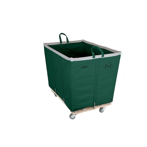 Steele Canvas Basket 12 BU Permanent Truck Green Vinyl w/Grey Vinyl - 3in Casters 9212VGRNVGRYW3 - main